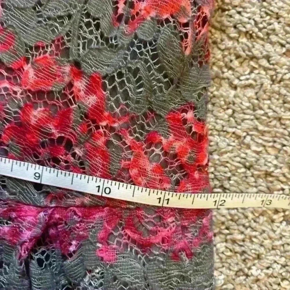 Anthropologie HD in Paris Cabernet Lace Dress Size 2 Grey Pink Red Stripes - Picture 7 of 10